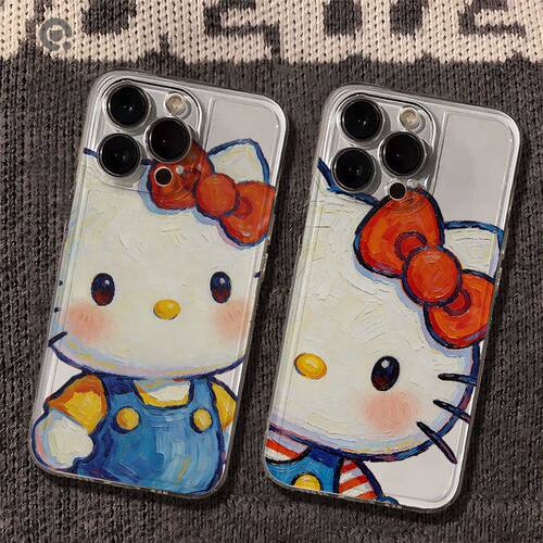 油画凯蒂猫适用iQOOZ11Z10Turbo+Z9Z8Z7Z6x手机壳透明iQOONeo11109SPro+87竞速版65se爱酷iQOO15T131211学生