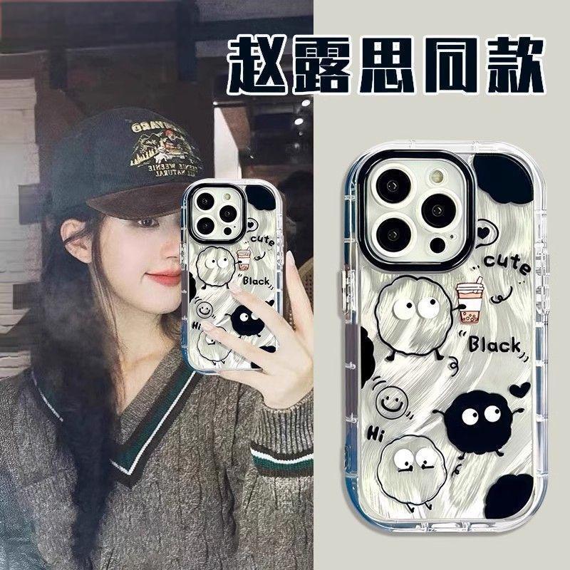 线条煤球适用小米15Ultra/14手机壳赵露思同款civi3少女Turbo4Pro红米K80K70至尊k60E软note14pro+131211Tpro