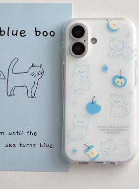 蓝苹果小猫适用vivoS30Promini手机壳S20s19s18s17ts16s15s12s10Pro白底X300X200SX100X90SX80X70X60少女T1x