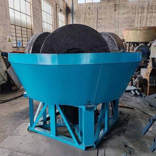 非洲岩金矿湿碾机三轮全自动混汞淘金碾碎机加工金矿用的水碾子