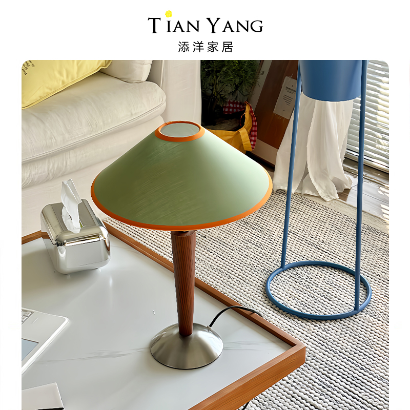 中古风实木卧室床头布艺氛围台灯