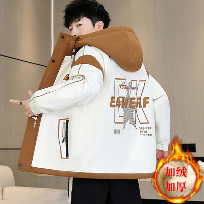 青少年冬季男孩加绒夹克外套