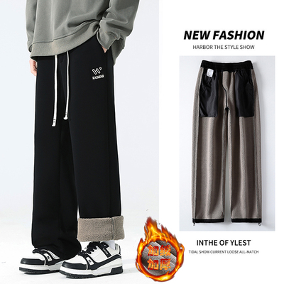 冬季羊驼绒裤子男孩加绒加厚