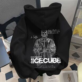 典狱长格赫罗斯三角洲秋冬季重磅连帽卫衣加绒宽松青少年休闲外套