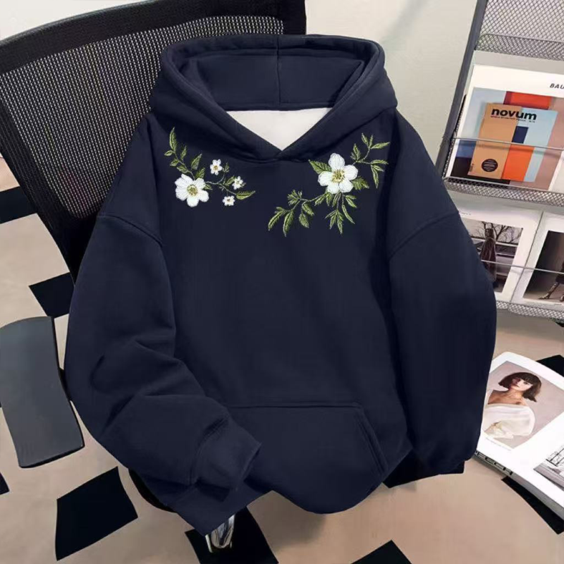 花环印花文字HACR廓形连帽卫衣男