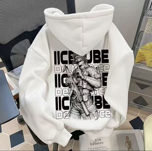 三角洲主题干员无名印花秋冬重磅连帽卫衣加绒宽松青少年休闲外套