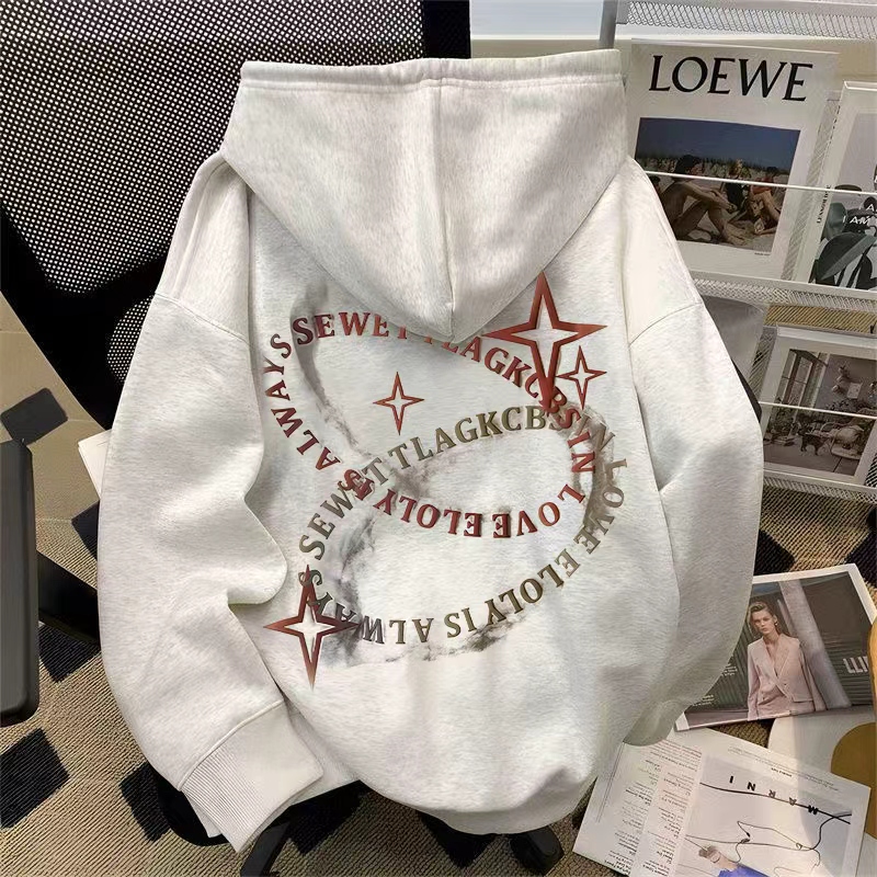 国潮字母印花oversize连帽卫衣男