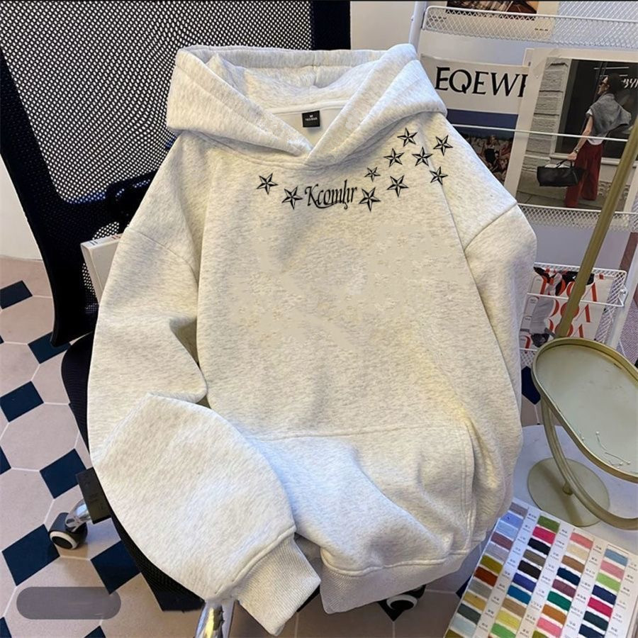 重磅围脖星星印花连帽卫衣男女秋