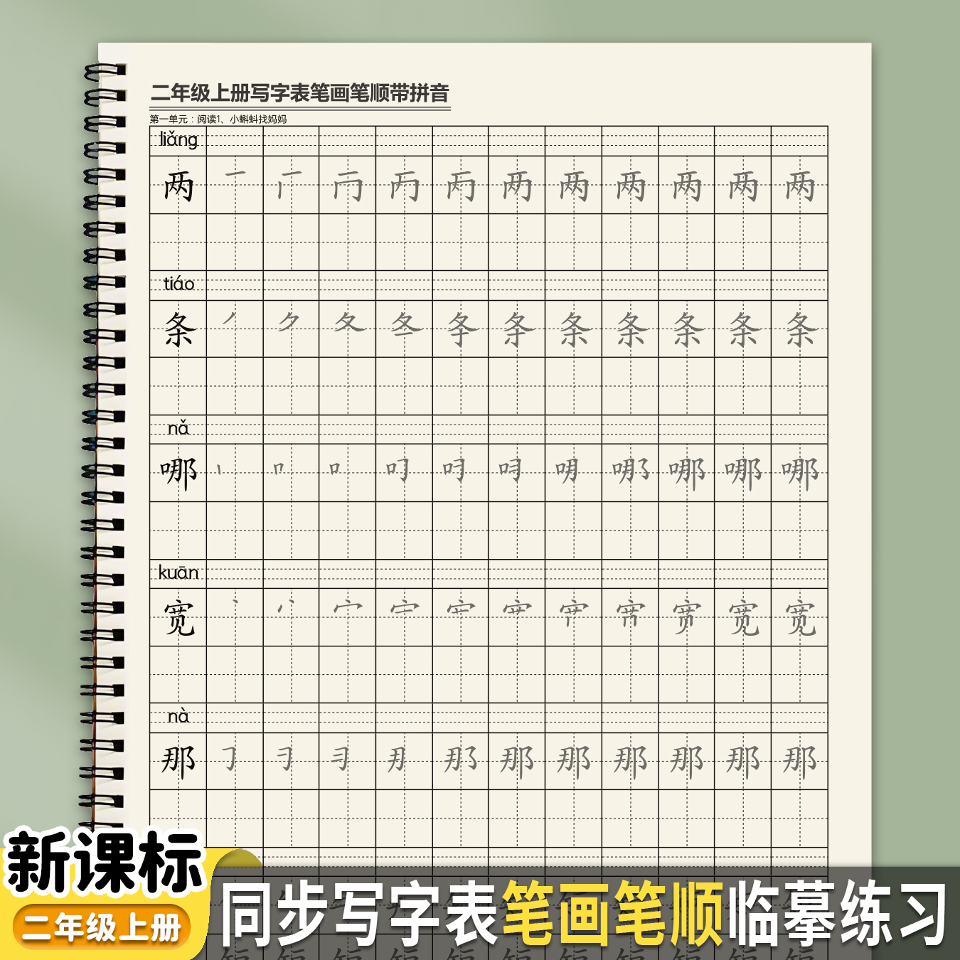 人教版语文笔画笔顺带拼音练字帖