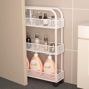 浴室置物架门后收纳柜子分层架子卫生间窄架带轮小推车厨房收纳架