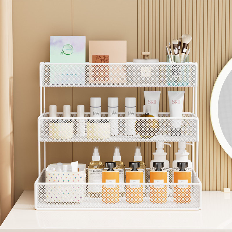 桌面化妆品置物架梳妆台收纳盒放口红粉扑护肤品整理架小型化妆架,收纳整理,桌面收纳盒,淘宝优惠券,粉丝福利购,淘宝优惠卷