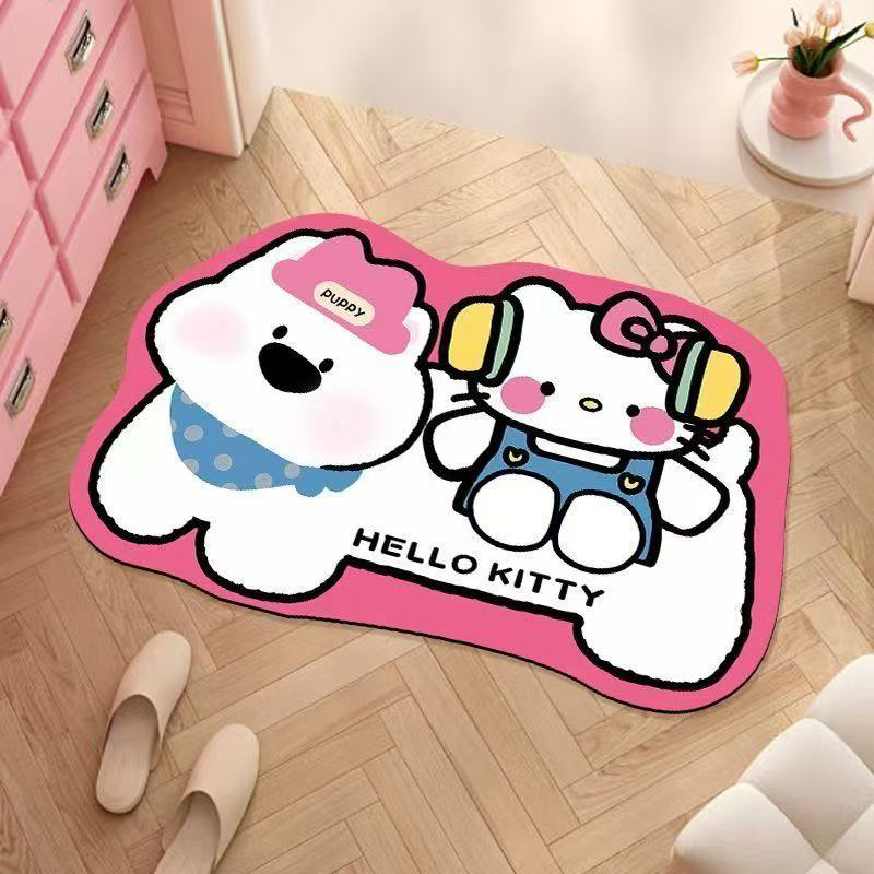 硅藻泥地垫HelloKitty浴室吸水垫防滑入户门地垫卡通耐脏除尘地毯