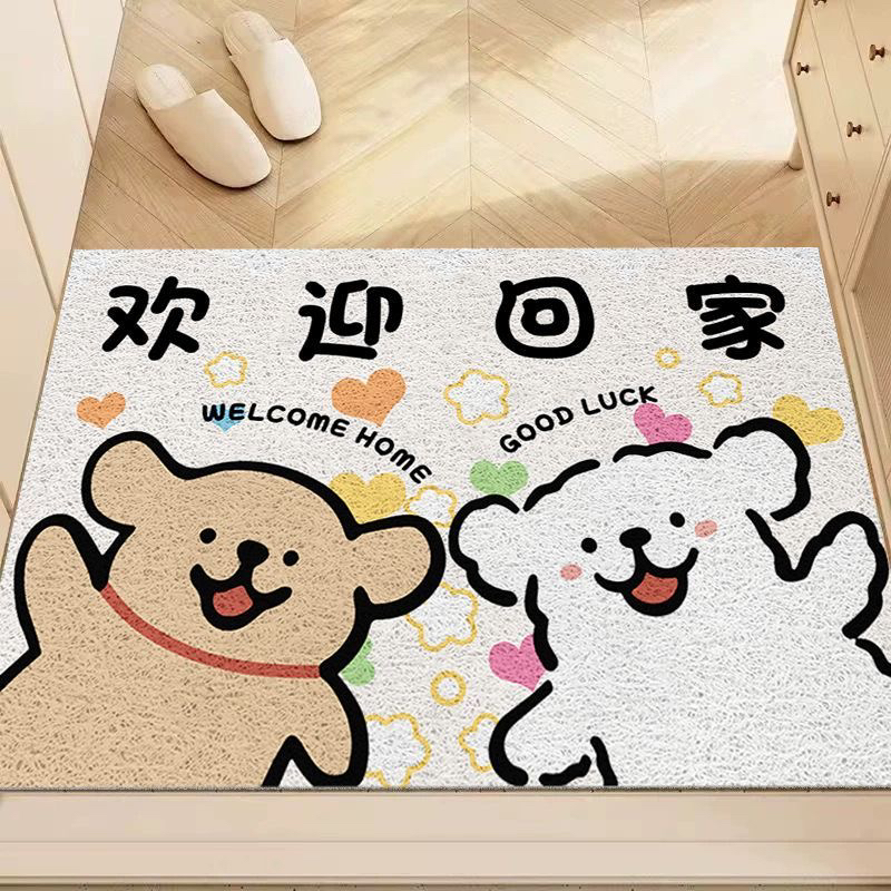 卡通丝圈进门地垫小狗入户玄关