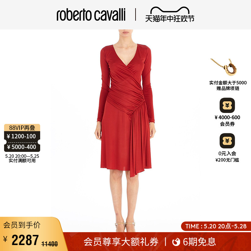 RC女士裹身细节中长连衣裙Roberto Cavalli 女装/女士精品 连衣裙 原图主图