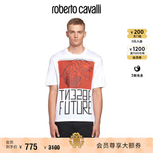 Cavalli 白色简约棉质T恤Roberto T恤 RC男士