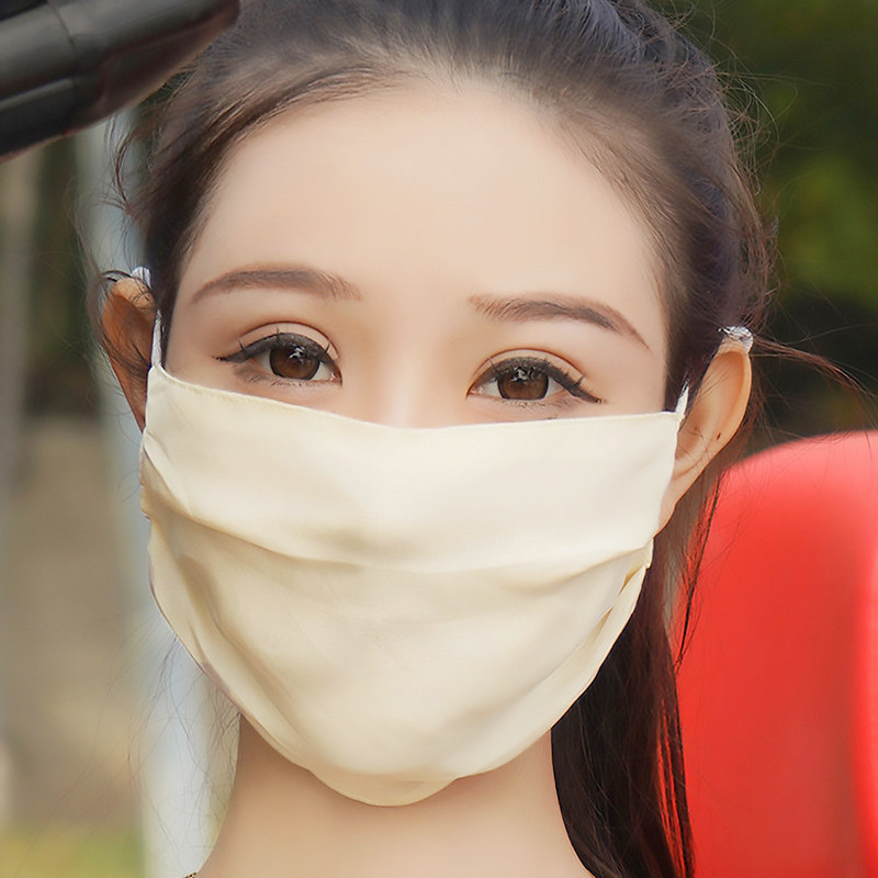 100%桑蚕丝口罩遮阳轻薄透气春夏季面罩真丝加大女全脸易呼吸舒适