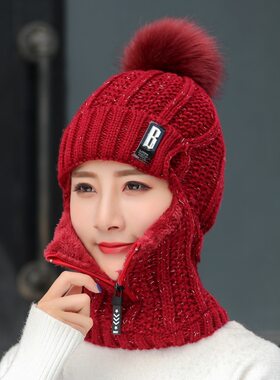 毛线帽冬季女士韩版加绒护耳带