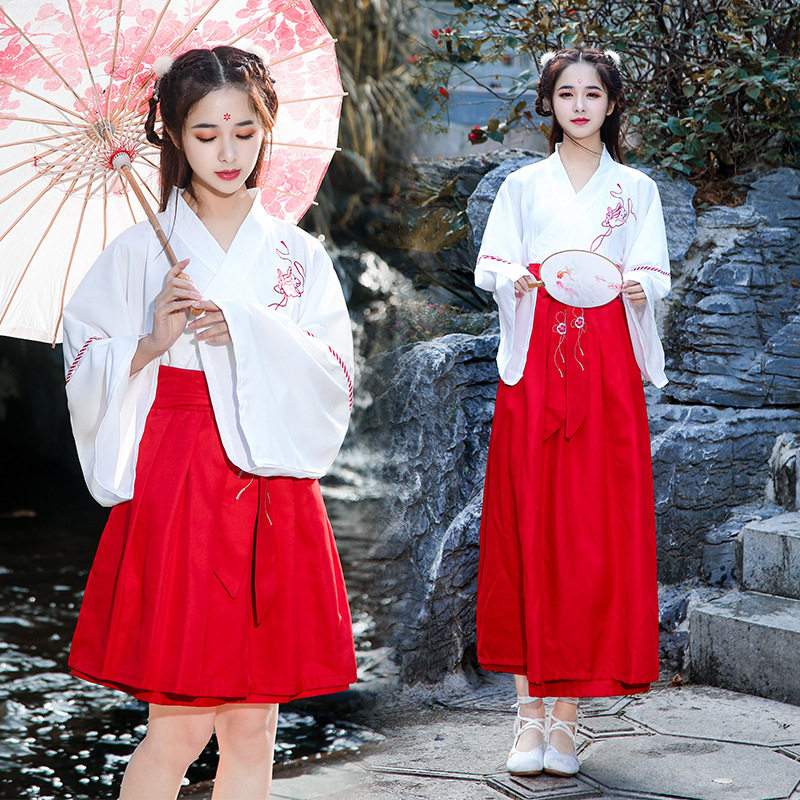 夏季改良汉服女交领襦裙班服套装