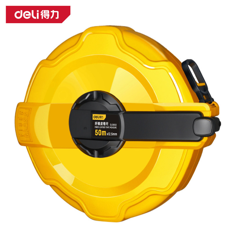 deli得力DL9850盒式皮卷尺50mx12.5mm(黄)(把)