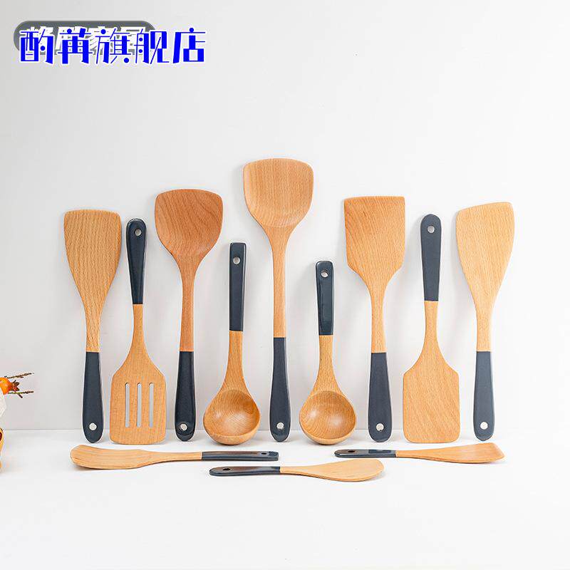 木铲子批发日式餐具榉木不粘锅家用长柄大小炒菜锅铲大小木汤勺