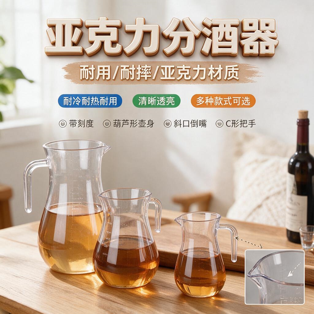 亚克力白酒分酒器塑料商用带刻度白酒量酒器杯分酒壶扎壶pc分酒器