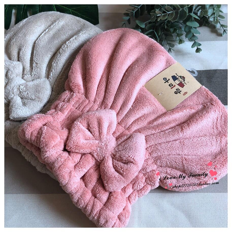 干发帽超强吸水速干包头毛巾浴帽加厚珊瑚绒干发帽女蝴蝶结干发帽
