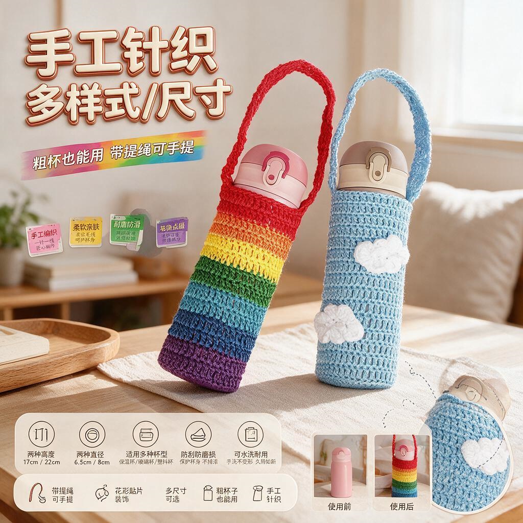 保温杯套针织毛线编织成品手提水杯保护套通用杯子防摔袋子颜值高