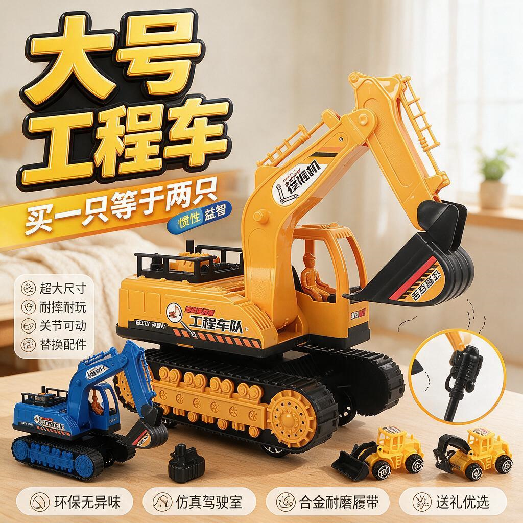 宝宝挖挖机大号挖土机挖掘机玩具钩机惯性工程车儿童玩具车模型