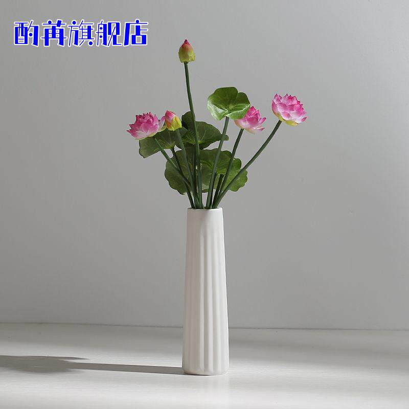 陶瓷白色素烧小花瓶现代简约水培干花花插餐桌电视柜酒柜装饰品