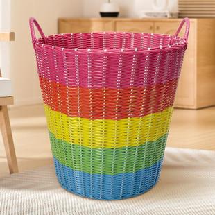 藤编筐脏衣篮衣服浴室收纳筐篮子藤编洗衣篓衣物桶大号放玩具家用