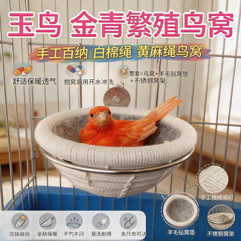 鸟窝挂窝玉鸟鸟窝繁殖窝芙蓉鸟窝鹦鹉窝保暖小房子鸟窝草丝悬挂式