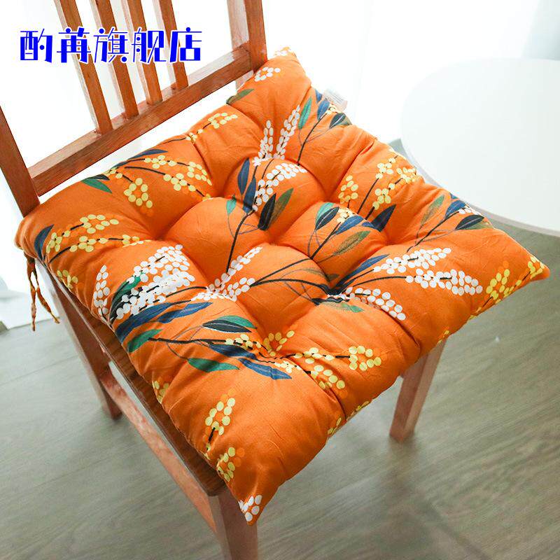 大号加厚坐垫学生板凳靠垫办公室电脑椅子通用垫田园棉麻椅垫