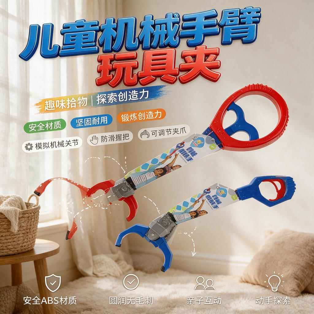 儿童创意机械手臂手拉夹子垃圾拾物器大钳子男孩玩具户外玩雪