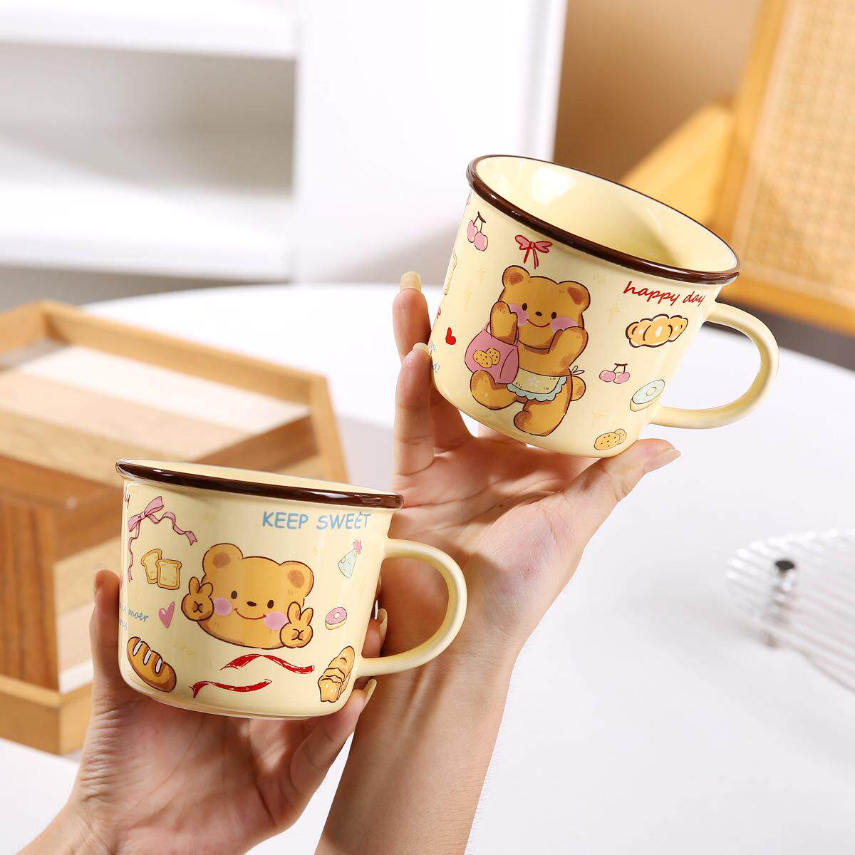 儿童陶瓷杯可爱水杯马克杯小号家用牙刷杯子早餐牛奶杯咖啡女学生