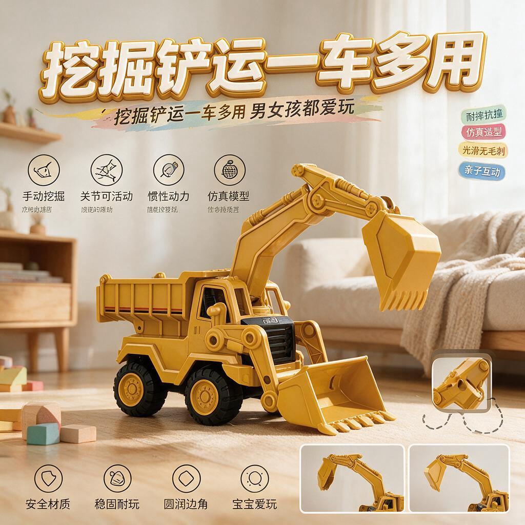 幼儿挖掘机男孩勾机大型工程车系列大号儿童玩具2026年新款挖土机