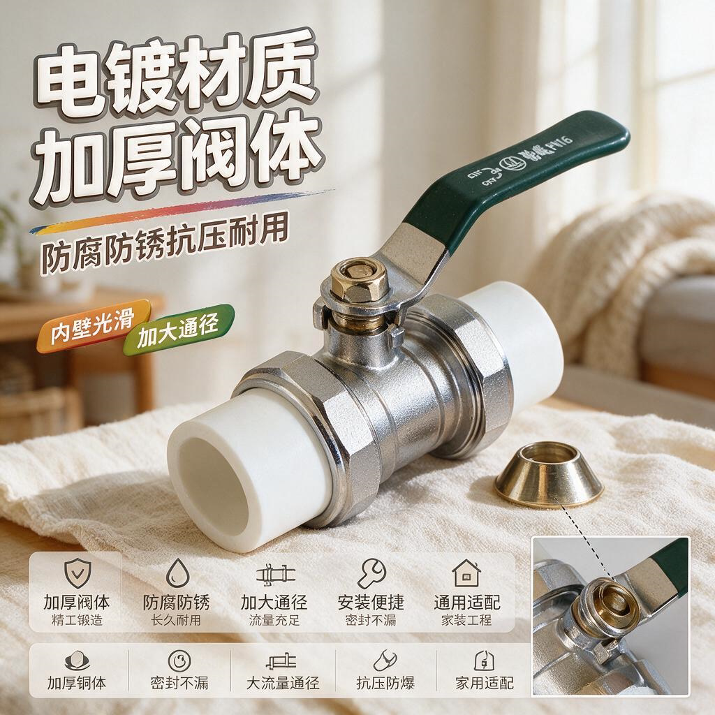 玉环扬航双活接铜球阀ppr水管配件接头热熔20水开关6分25阀门球阀