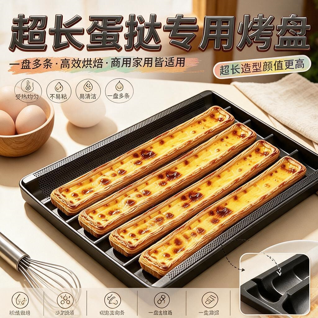 法棍模具商用不粘丹麦小热狗烤盘超长蛋挞模具60*40五槽U形不沾盘