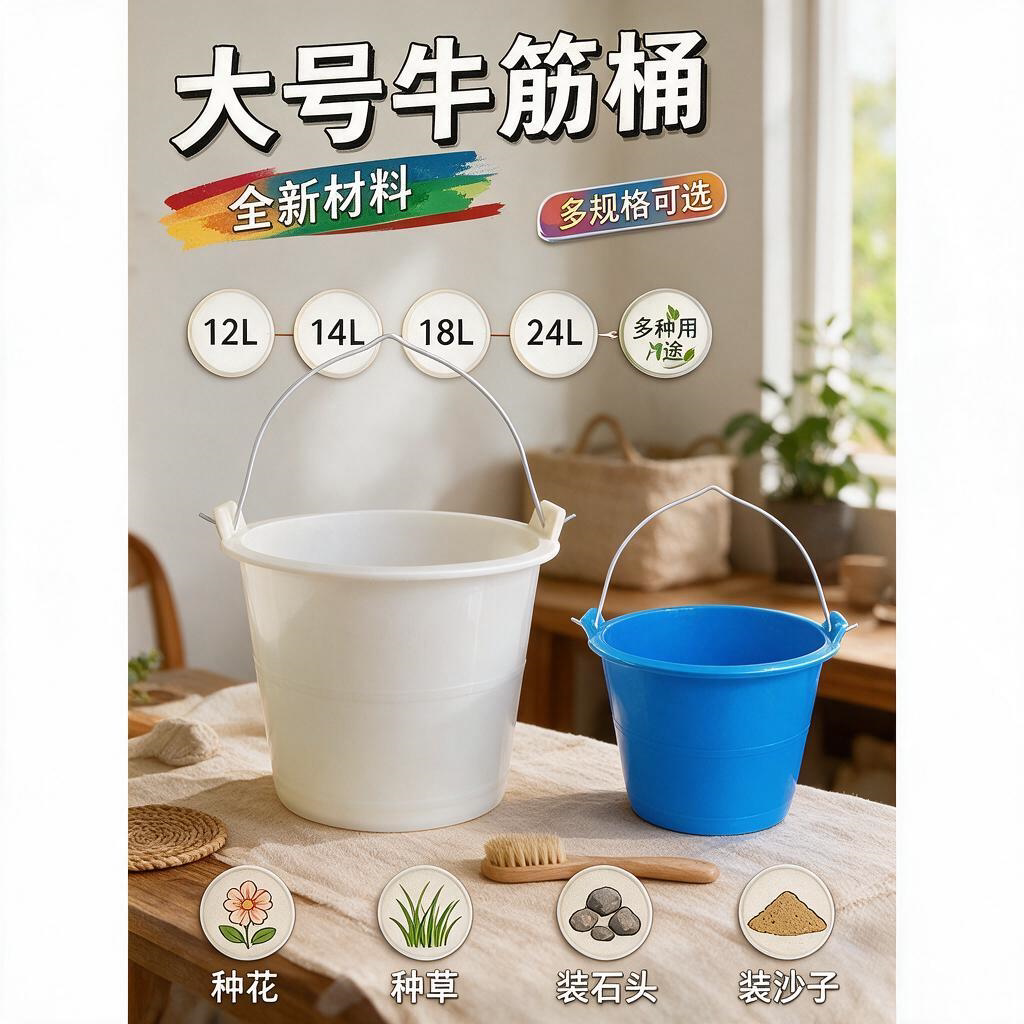 加厚牛筋灰桶水泥桶水桶水桶家用塑料桶灰桶小桶泥工工具砂浆桶