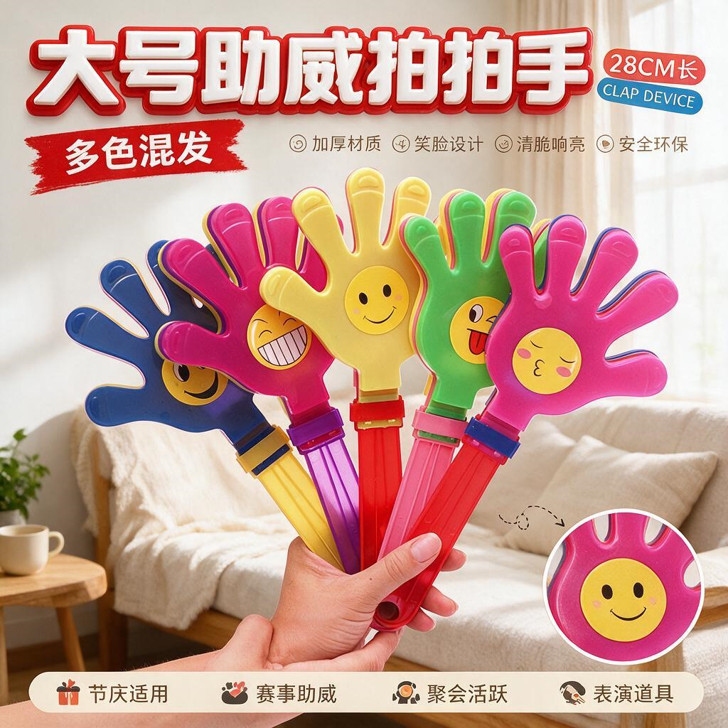 28cm大号拍手器小手拍玩具巴掌拍拍手塑料手掌发光拍手拍掌鼓掌拍