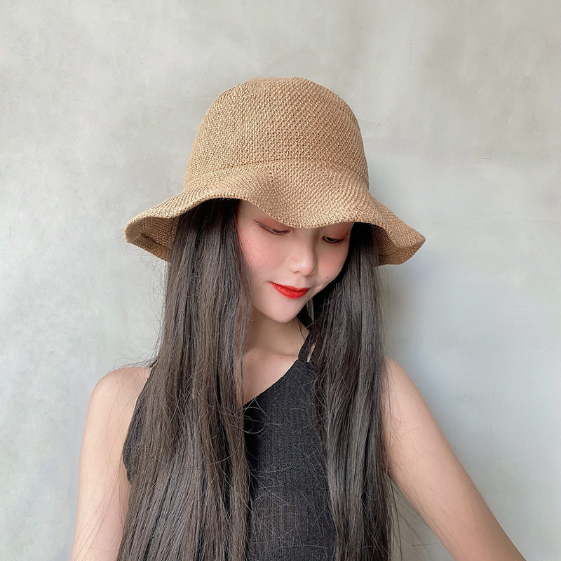 纯色无装饰波浪边渔夫帽韩版百搭荷叶边夏季太阳帽子女时尚