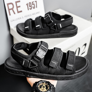 拖鞋 休闲沙滩凉鞋 软底防滑户外徒步 男士 2025夏魔术贴运动凉鞋