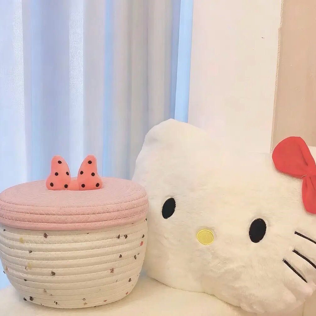 收纳零食筐设计款粉色猫咪置物筐可爱家用创意收纳筐