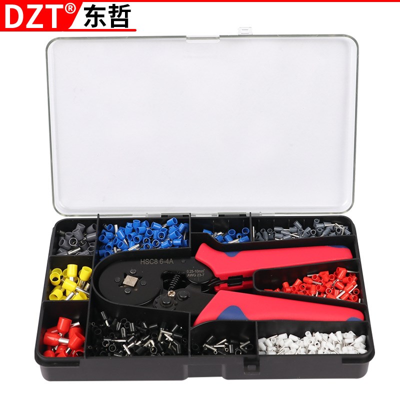 冷压端子套装 1200pcs压线钳HSC8 6-4 6套装欧式管型接线端头