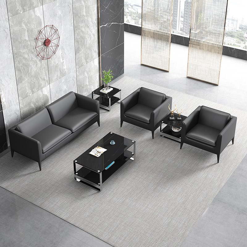 办公室沙发茶几组合套装简约现代接待室休息区会客洽谈商务三人位