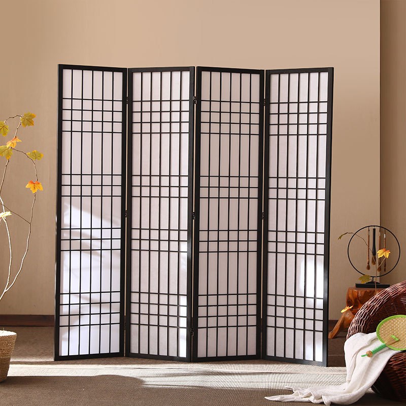 日式屏风隔断餐厅遮挡装饰民宿酒店新中式折叠可移动实木复古折屏