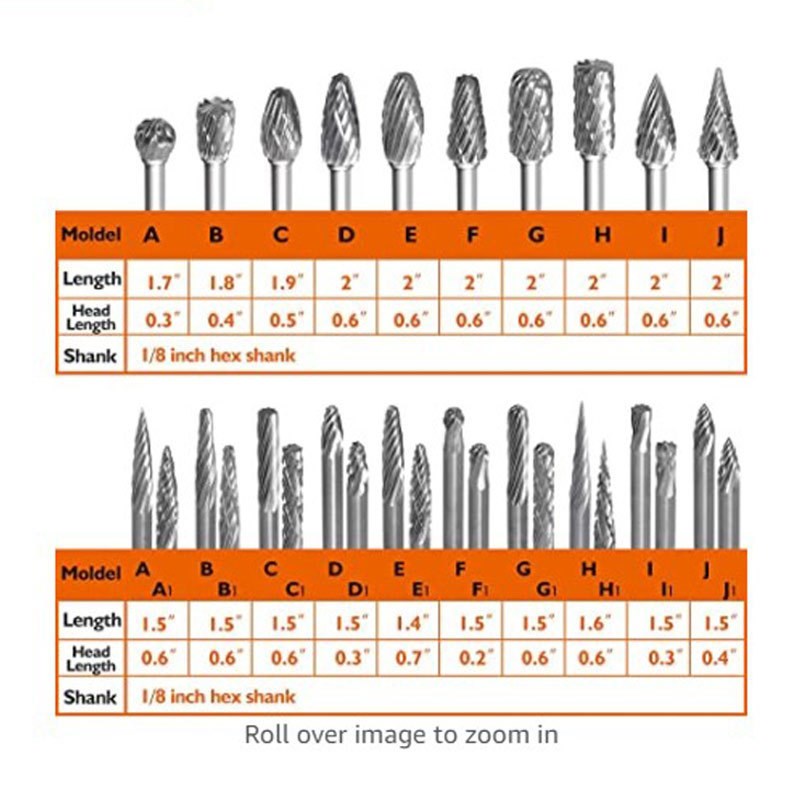 3*3mm套装单纹双纹20件套硬质合金旋转锉 钨钢磨头雕刻滚磨刀钻头