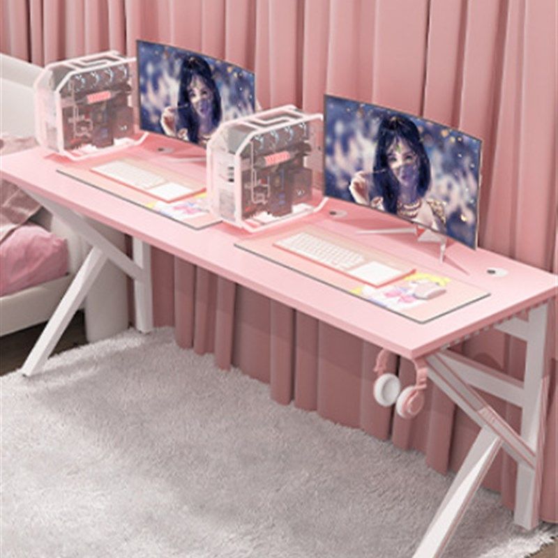 电竞桌粉色女生直播卧室家用书桌情侣双人游戏桌椅套装台式电脑桌