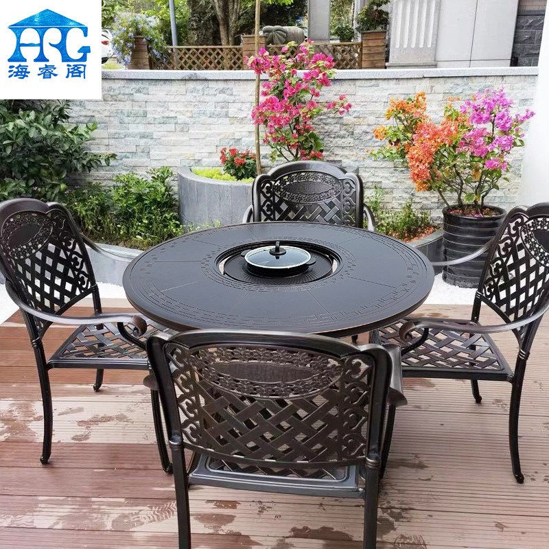 烧烤桌户外庭院休闲阳台桌椅室外别墅花园露台电烤火锅家用烧烤炉
