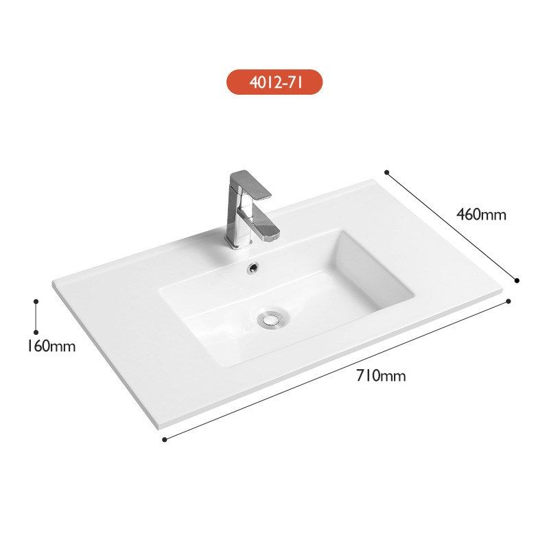 纯白色薄边一体化台中盆方形洗脸洗手盆家用浴室酒店陶瓷柜盆