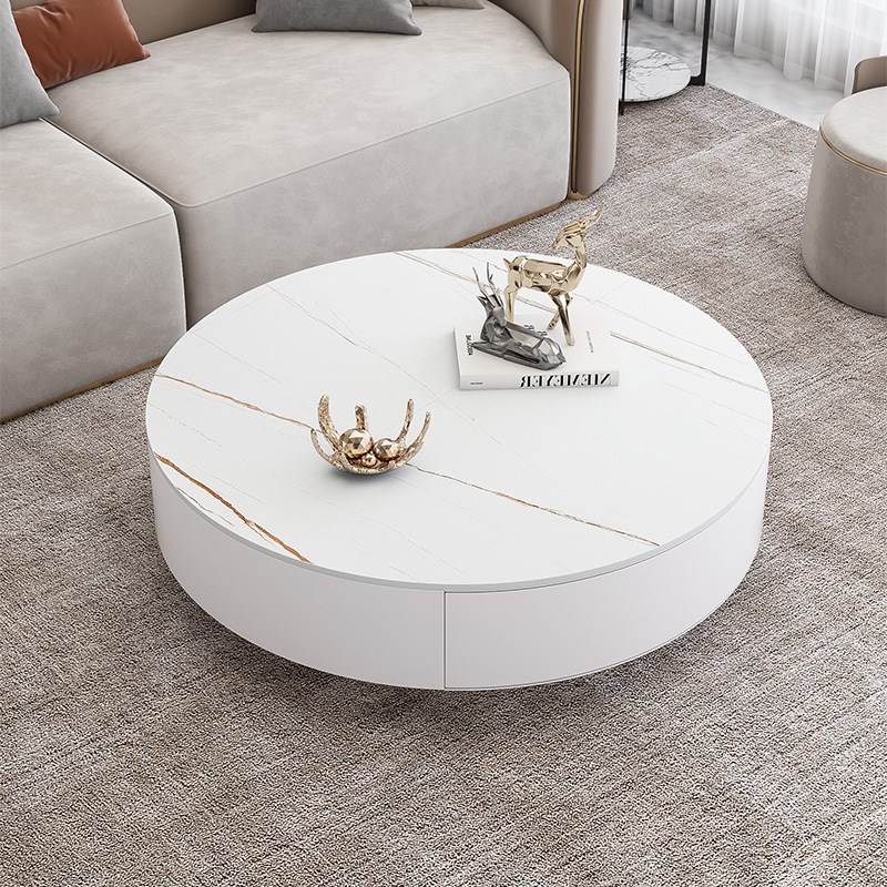 岩板茶几家用轻奢现代简易客厅小户型圆形创意网红大理石茶几桌